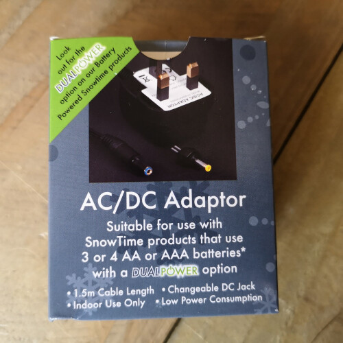 Snow Time AC/DC Power Mains Adaptor for use with Snowtime Christmas Products