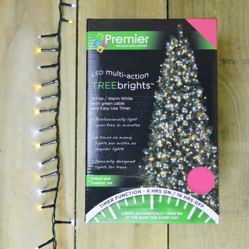 Premier Premier TreeBrights Cool & Warm White 1000 LED Christmas Tree Lights With Timer - 25m