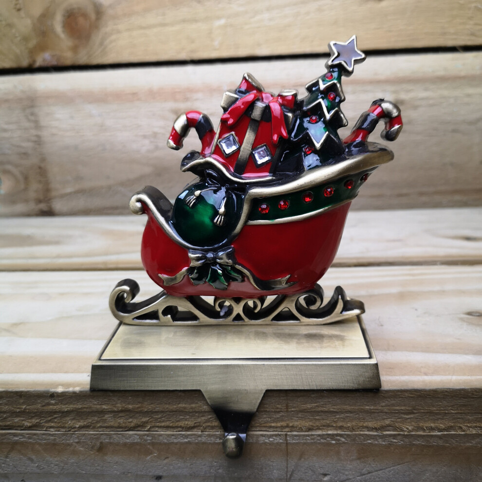 Premier 16Cm And Present Filled Sleigh Christmas Stocking Hanger Red/Green