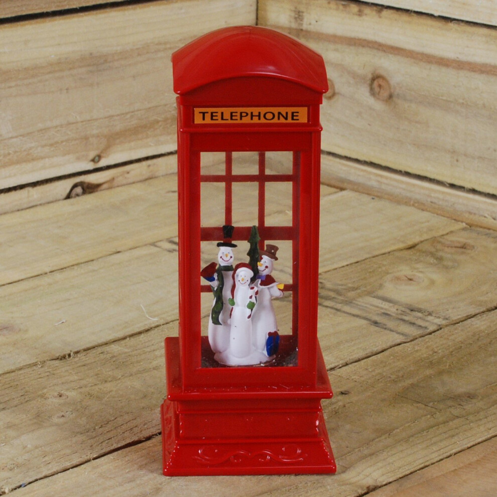 Water Christmas Phone Box Trio Snowmen 27cm High LED