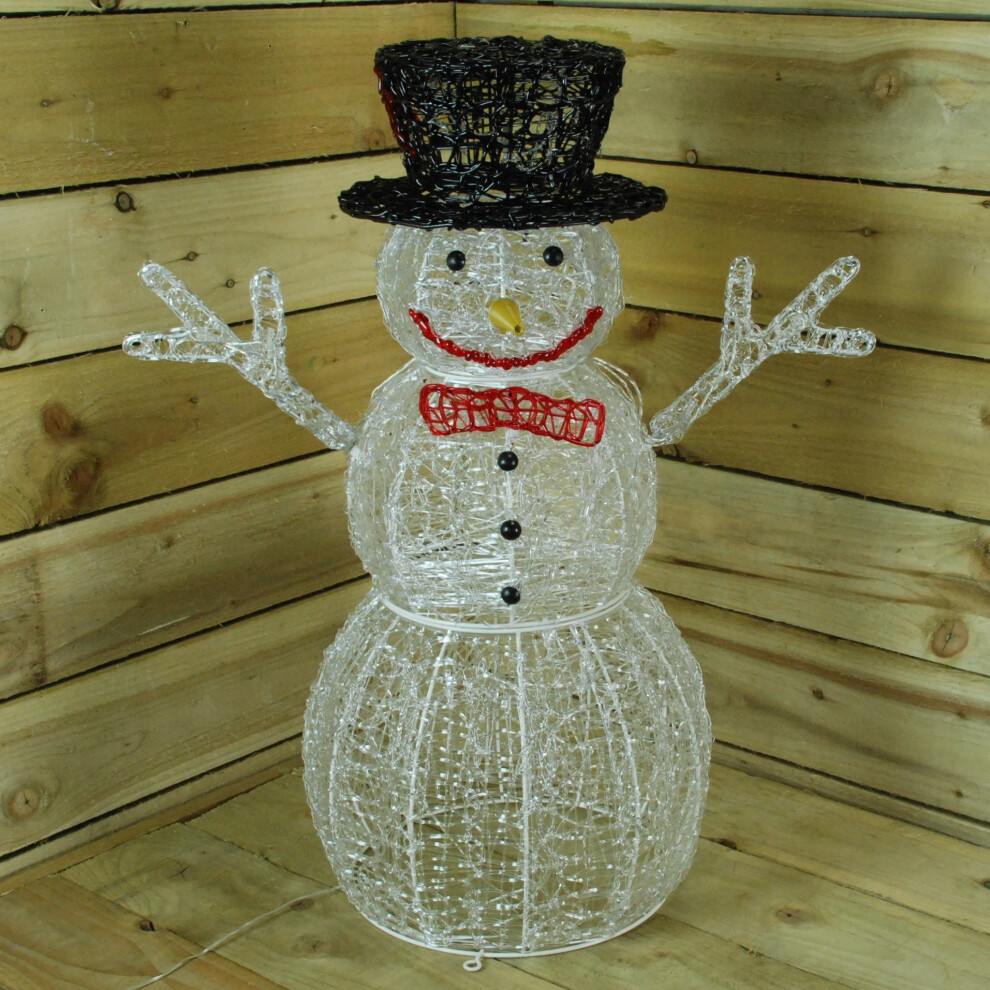 LIGHT UP 76cm ACRYLIC Christmas SNOWMAN With 88 MULTI COLOUR LED Lights