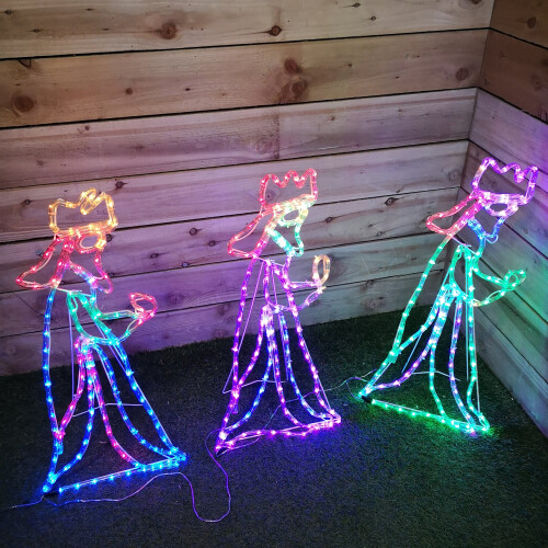 Premier Premier Indoor Outdoor 70cm Three Wise Men Rope Light 360 Multi-coloured LEDs