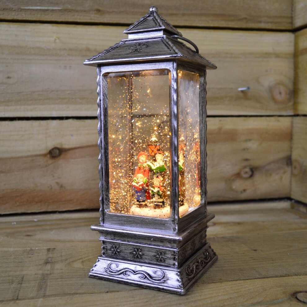 White 27Cm Glitter Water Spinner Lantern - Warm Led - Choir - Image 2