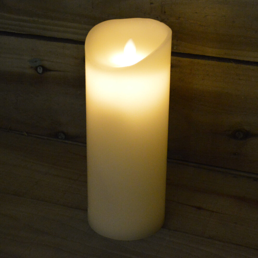 23cm x 9cm Battery Operated Dancing Flame Candle with Timer in Cream