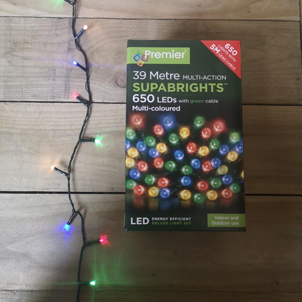 Premier Deluxe Light Set - 39m Multi Action 650 Multi Coloured LED SUPABRIGHTS