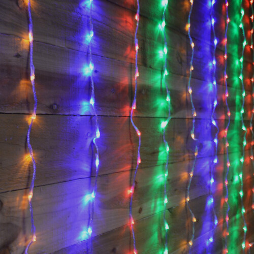 Premier Premier 240 LED 1.5m x 2m Tall Cascading Waterfall Curtain Light - Multicoloured 1
