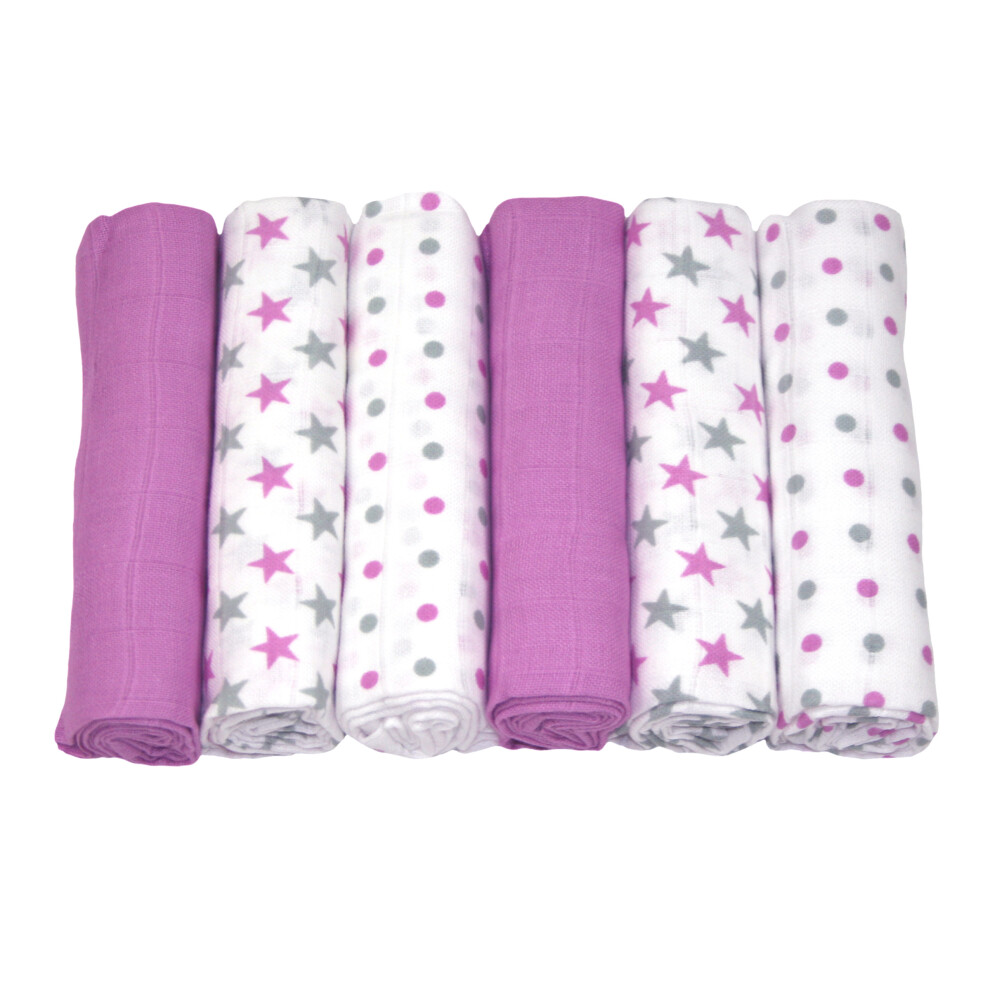6Pk Violet Combo Muslin Squares Muslinz