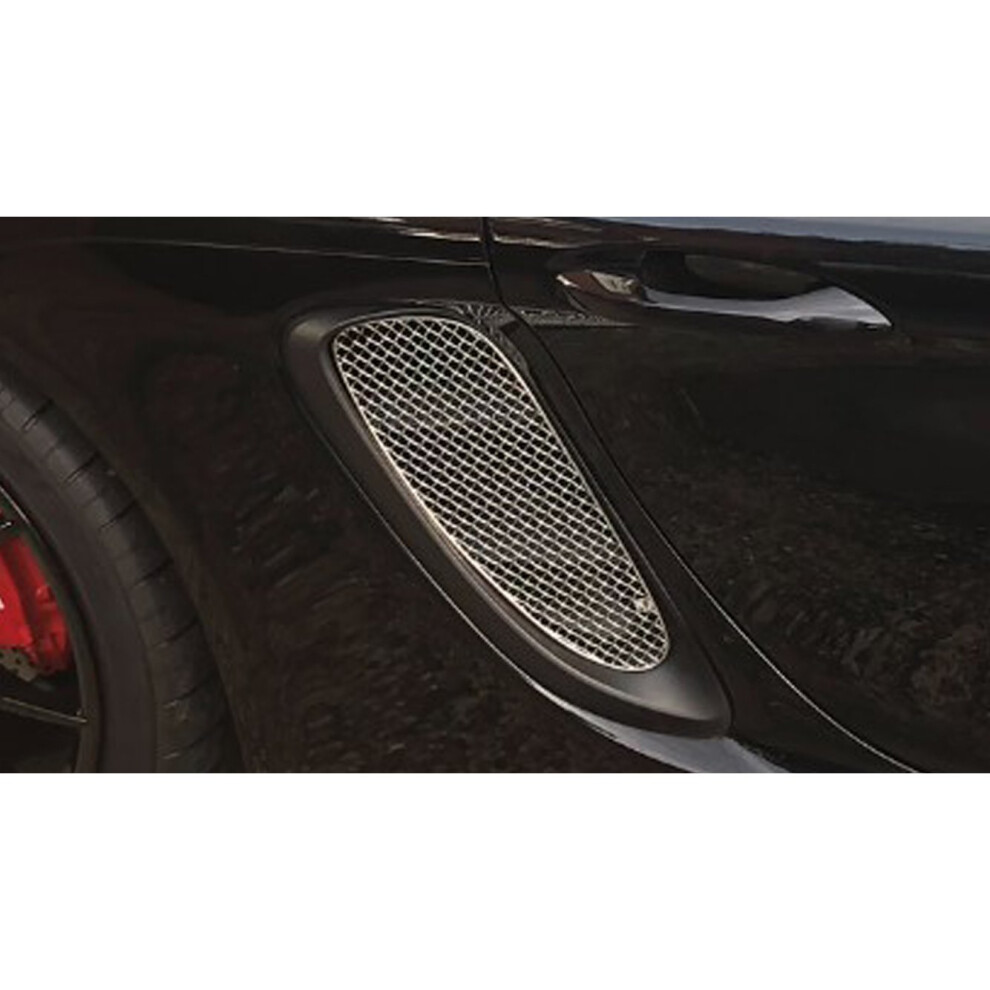 (Silver) Porsche 718 Boxster S And Cayman S - Side Vent Grille Set (2016 To 2018) Silver 5060468071177