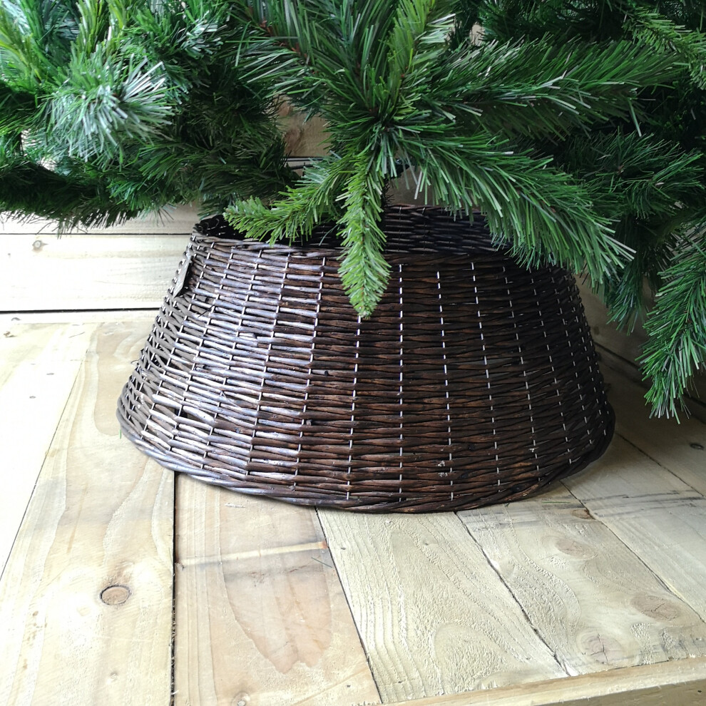 70CM X 28CM Willow Wicker Christmas Tree Skirt In Dark Brown