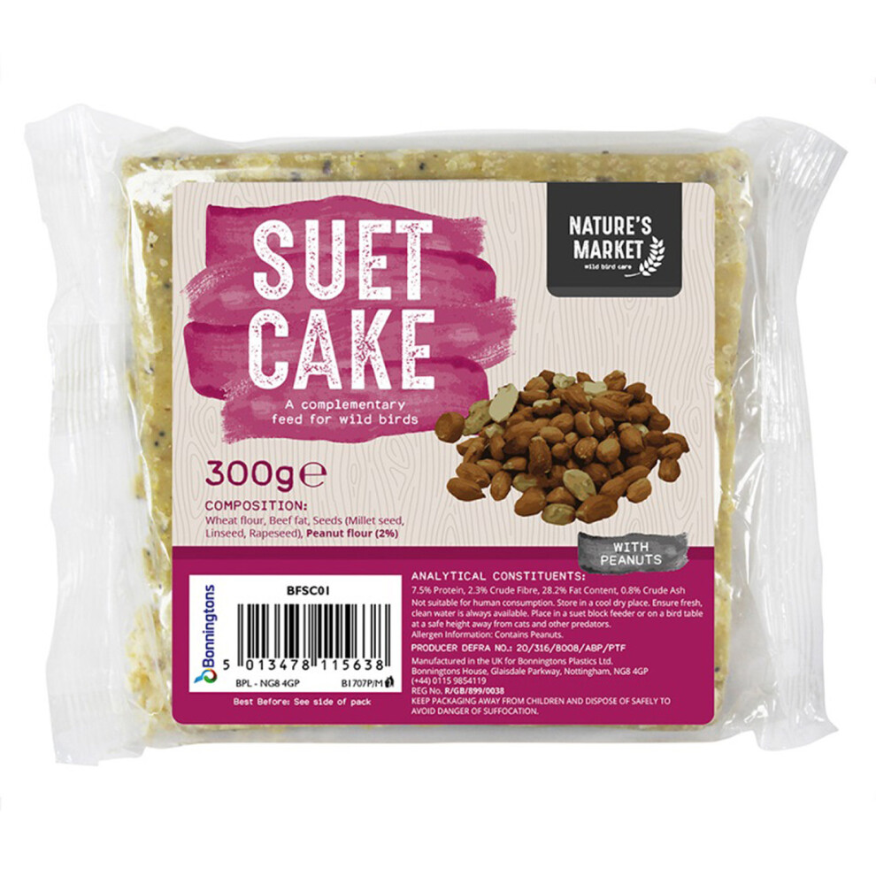 Natures Market Wild Bird Feed Suet Cake - Peanut Flavour Food