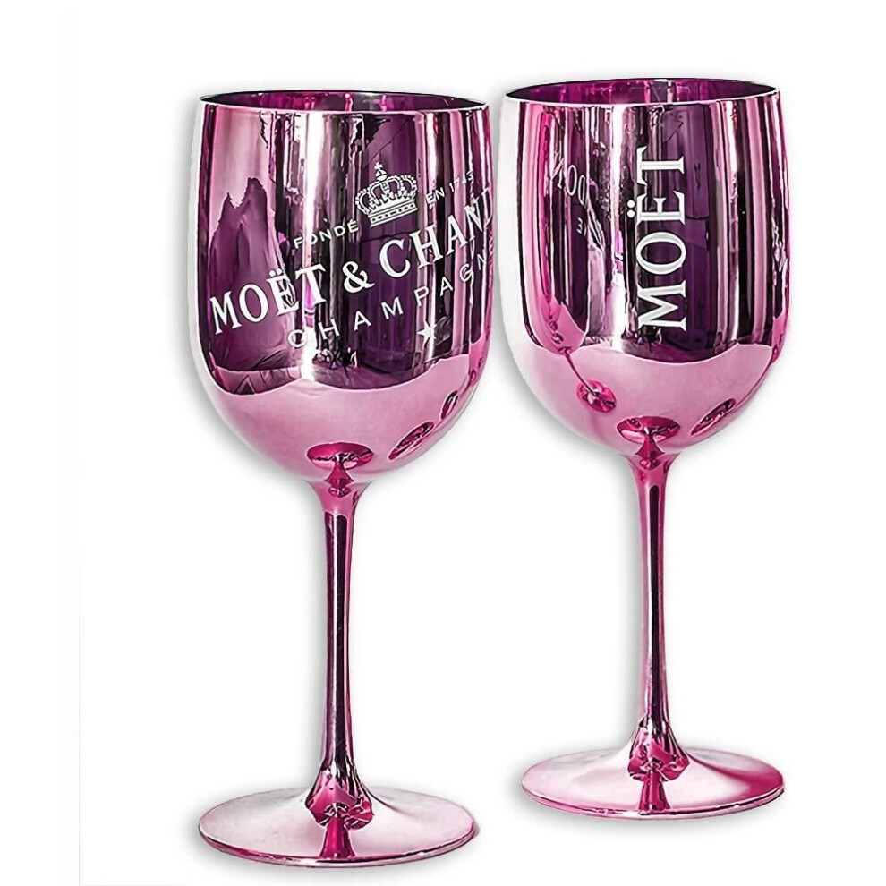 (2) Moet & Chandon Pink Ice Imperial Champagne Glasses