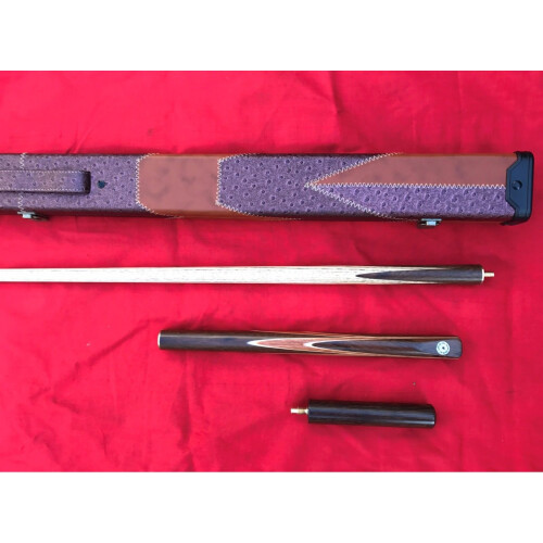 Handmade 3 piece Ash Snooker / Pool Cue with Case and Solid Mini-But 2