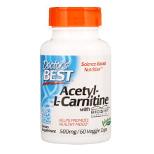 Doctor's Best, Acetil-L-Carnitină, 60 Capsule Vegane (500 mg Per Capsulă)