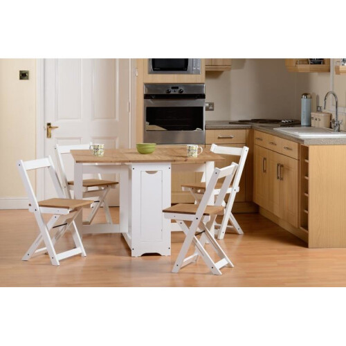 Seconique Santos Butterfly Dining Set in White/Distressed Waxed Pine