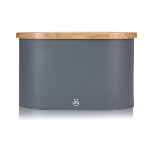 Swan (Grey) Swan Nordic Oval Bread Bin with Cutting Board Lid