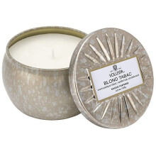 Voluspa Mini Candle in Star Embossed Tin - Blond Tabac