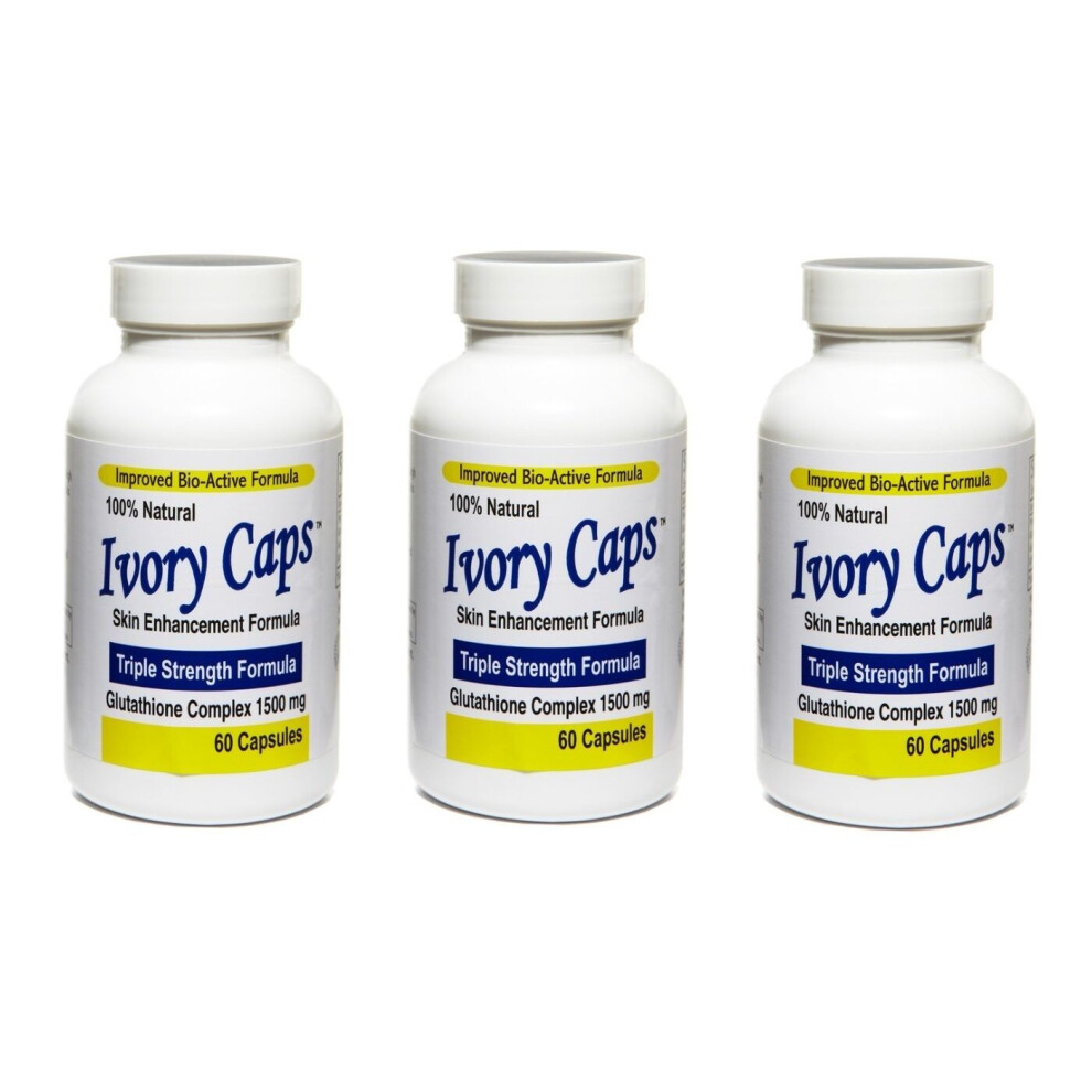 IVORY CAPS Glutathione Skin Whitening  1500mg 60 Caps - Pack of 3