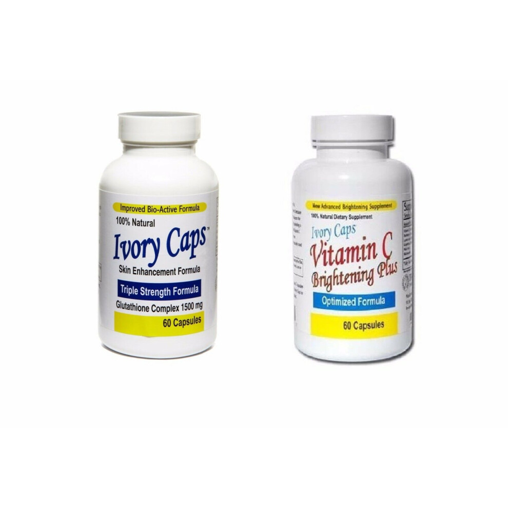 1 IVORY CAPS & 1 VITAMIN C GLUTATHIONE SKIN WHITENING 1500 MG