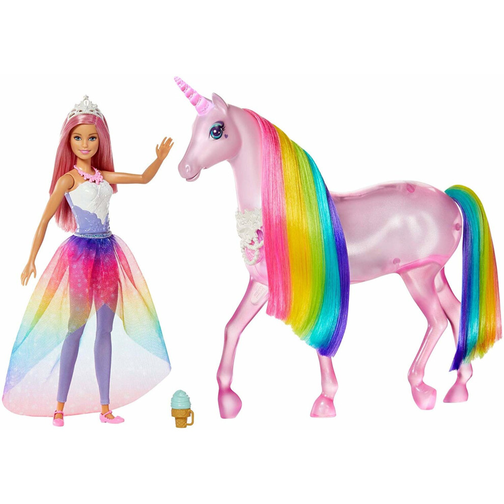 New Barbie Dreamtopia Magical Lights Unicorn And Princess Doll Fxt26