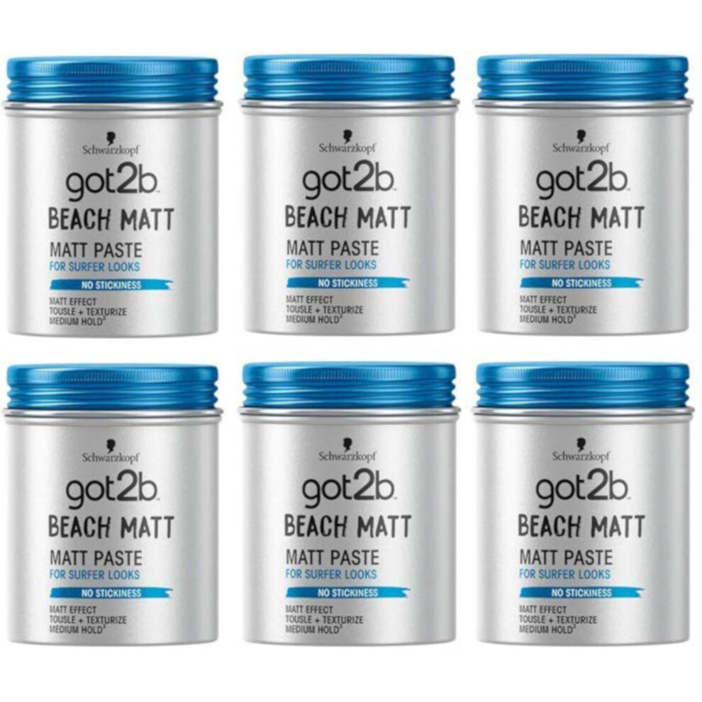 Schwarzkopf got2b Beach Matt Surfer Look Matt Paste 100 ml - Pack of 6