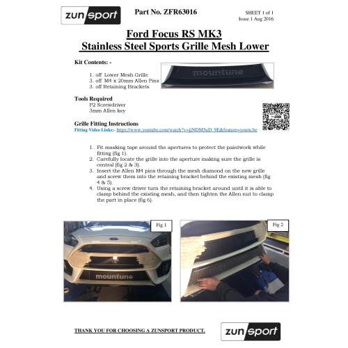 (Black) Ford Focus RS MK3 - Full Grille Set (2016 to 2018) 2