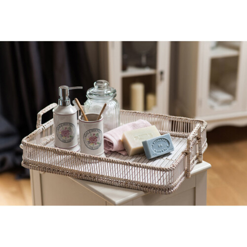 Premier Housewares Belle Bathroom Tumbler Stoneware Bath Accessory Storage Holder Organiser Cream 1