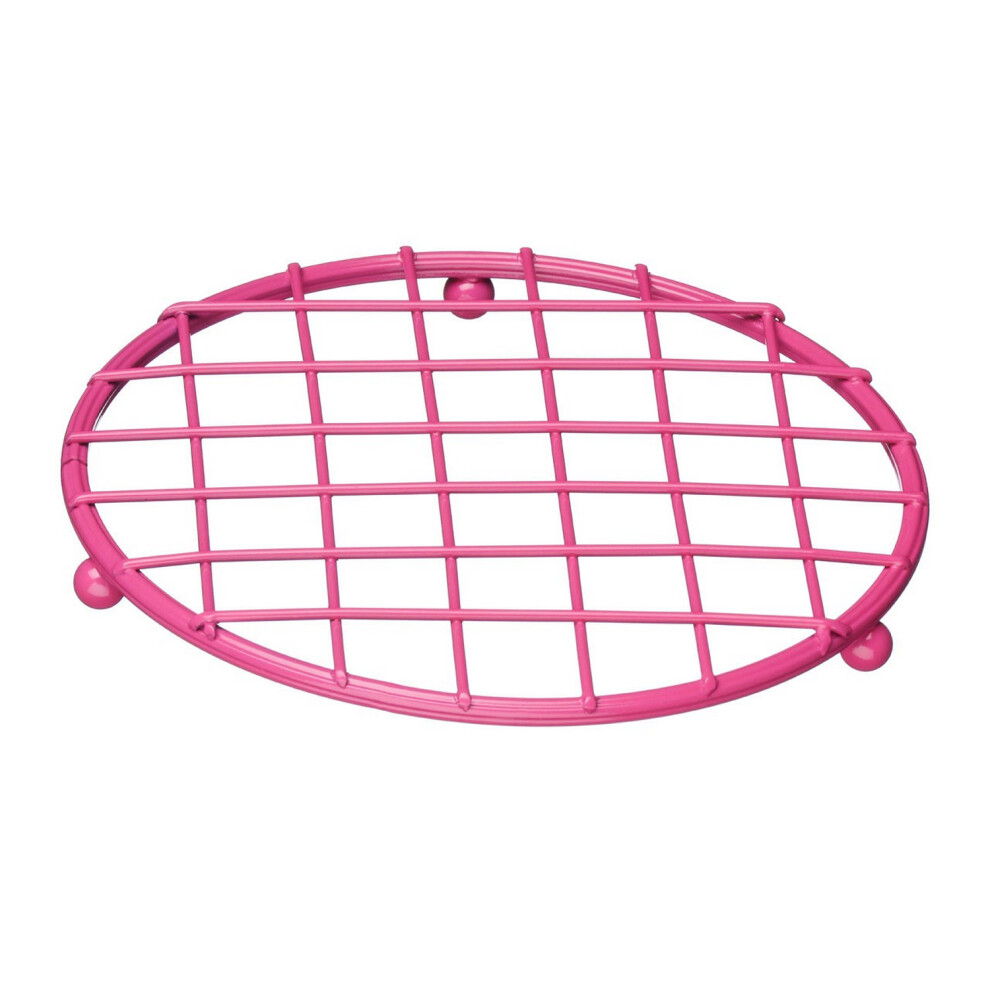 Premier Housewares Helix Round Metal Trivet Kitchen Worktop Protector Hot Pan Pot Heat Stand Pink