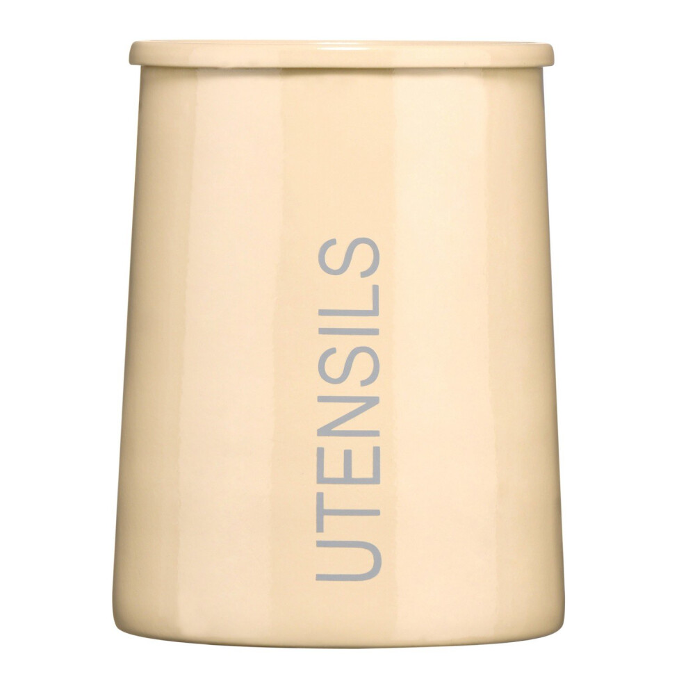 Premier Housewares Madison Stainless Steel Utensils Holder Enamel Conical Kitchen Organiser Cream