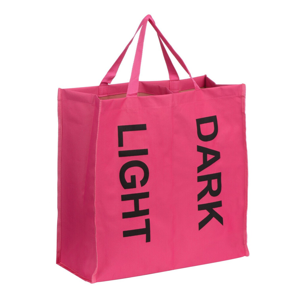Hot Pink W/Black 2 Sect Laundry Bag 43.5 X 20 X 43Cm Approx