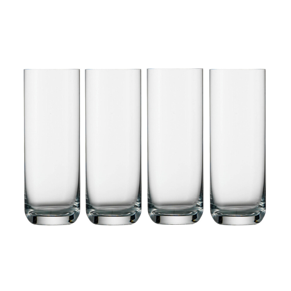 Premier Housewares Set Of 4 Clear Crystaline Hi Ball Water Drinking Glasses New