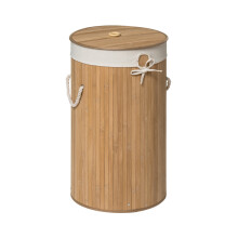 Kankyo Rnd Nat Bamboo Laundry Hamper W/Liner 36 D X 60Cm