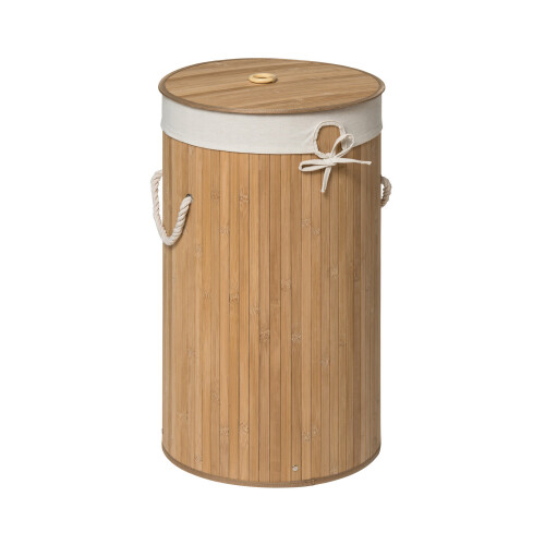 Premier Housewares Kankyo Rnd Nat Bamboo Laundry Hamper W/Liner 36 D X 60Cm