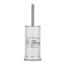 Le Bain White Ceramic Free Standing Toilet Brush and Holder Bathroom Cleaning