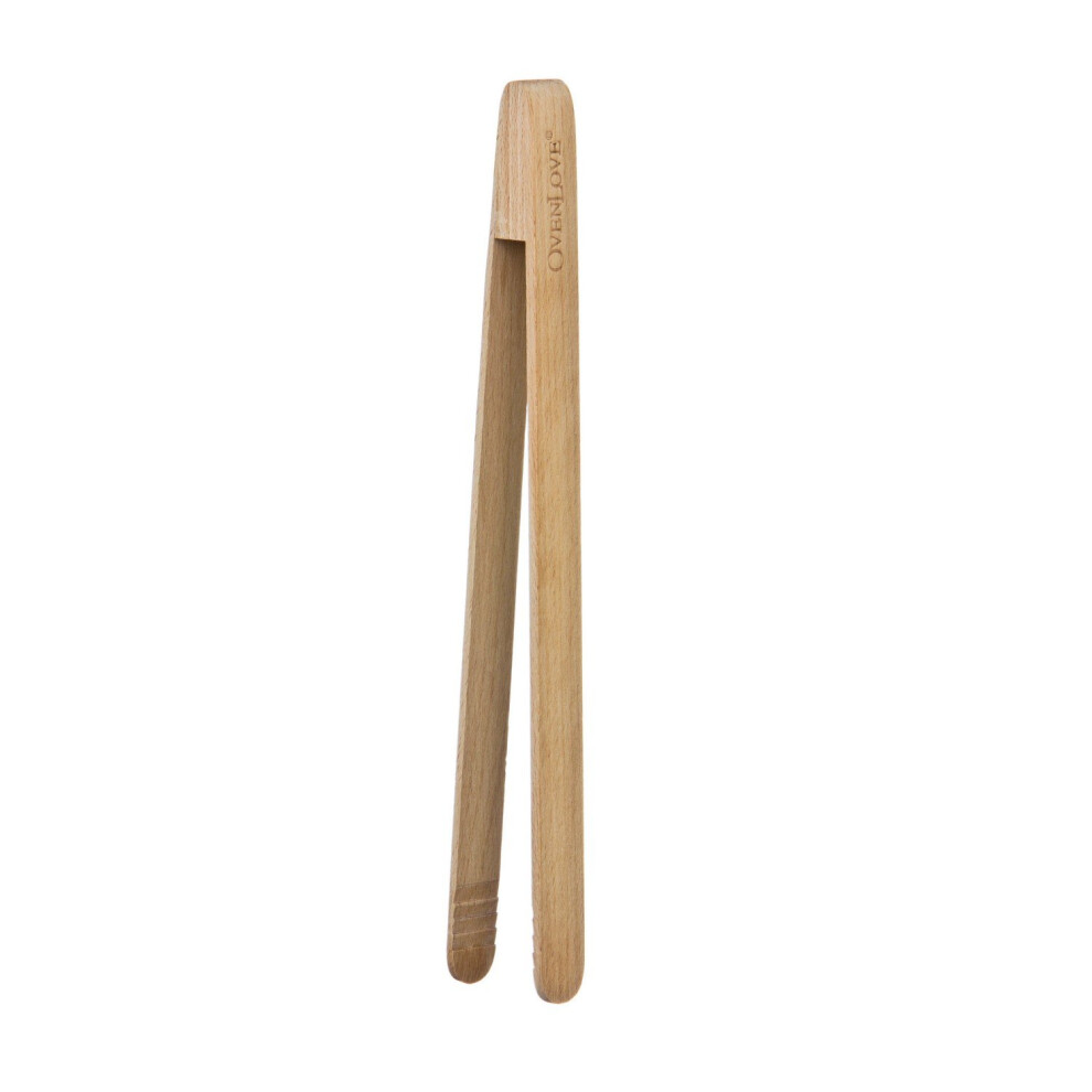 Premier Housewares Oven Love Beech Wood Wooden Toast Tong Bread Grlling Bbq Tongs Kitchen Utensil
