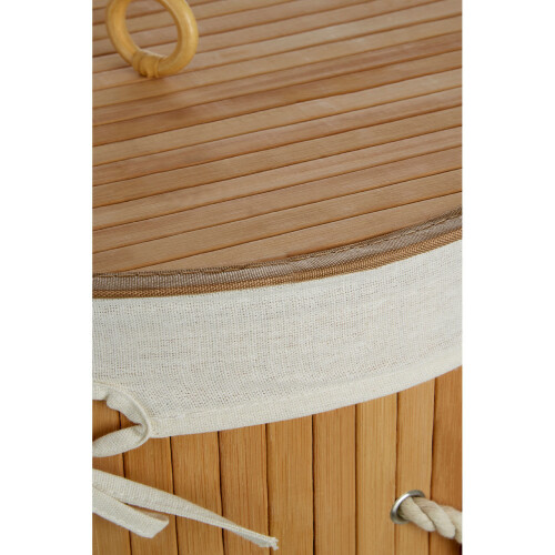 Premier Housewares Kankyo Rnd Nat Bamboo Laundry Hamper W/Liner 36 D X 60Cm 2