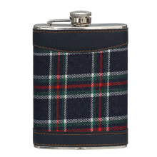 Premier Housewares 8oz Stainless Steel Blue Tartan Hip Flask Storage Container