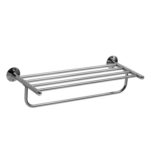 Premier Housewares Chrome Wall Mounted Bathroom Shower Towel Holder Shelf Storage Rack Organiser