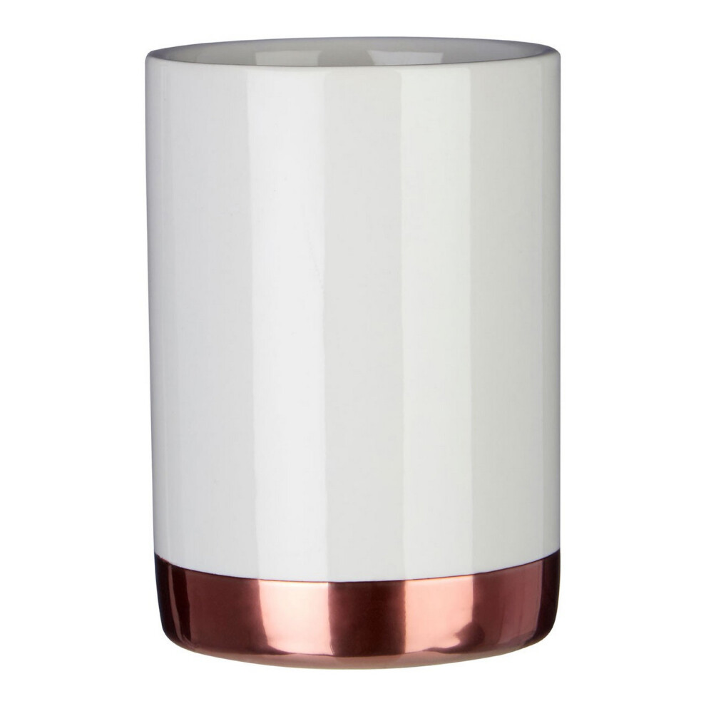 Delta White Copper Stoneware Toothpaste Holder Toothbrush Tumbler Bath Organiser