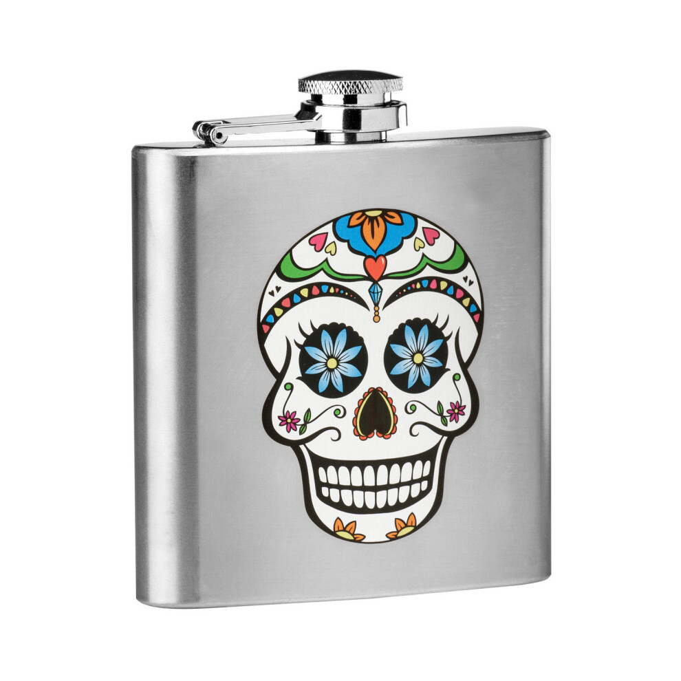 6oz Skull Design Stainless Steel Whiskey Liquor Alcohol Hip Flask Pocket Storage