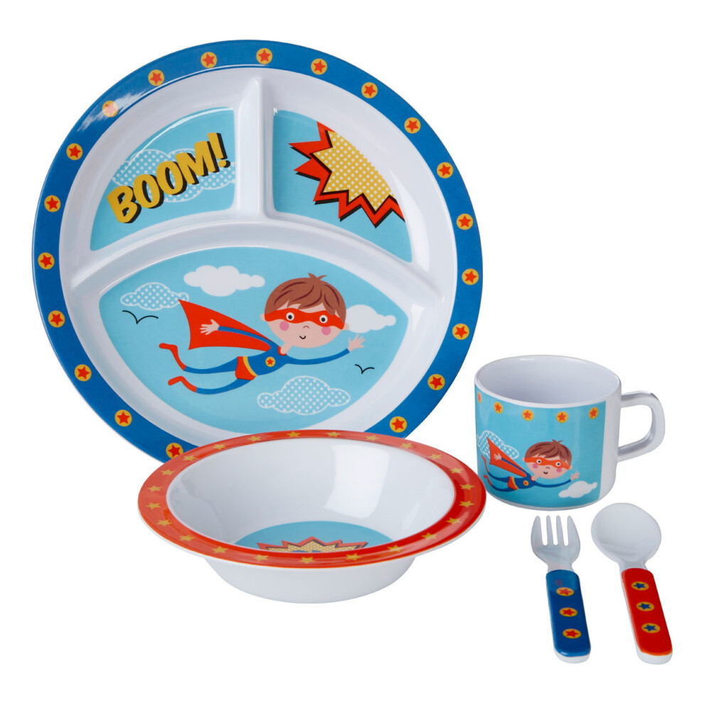 Premier Housewares Vibrant Kids Super Rupert Dinner Set, Durable Children Dining Set, Compact Rupert Children Eating Set