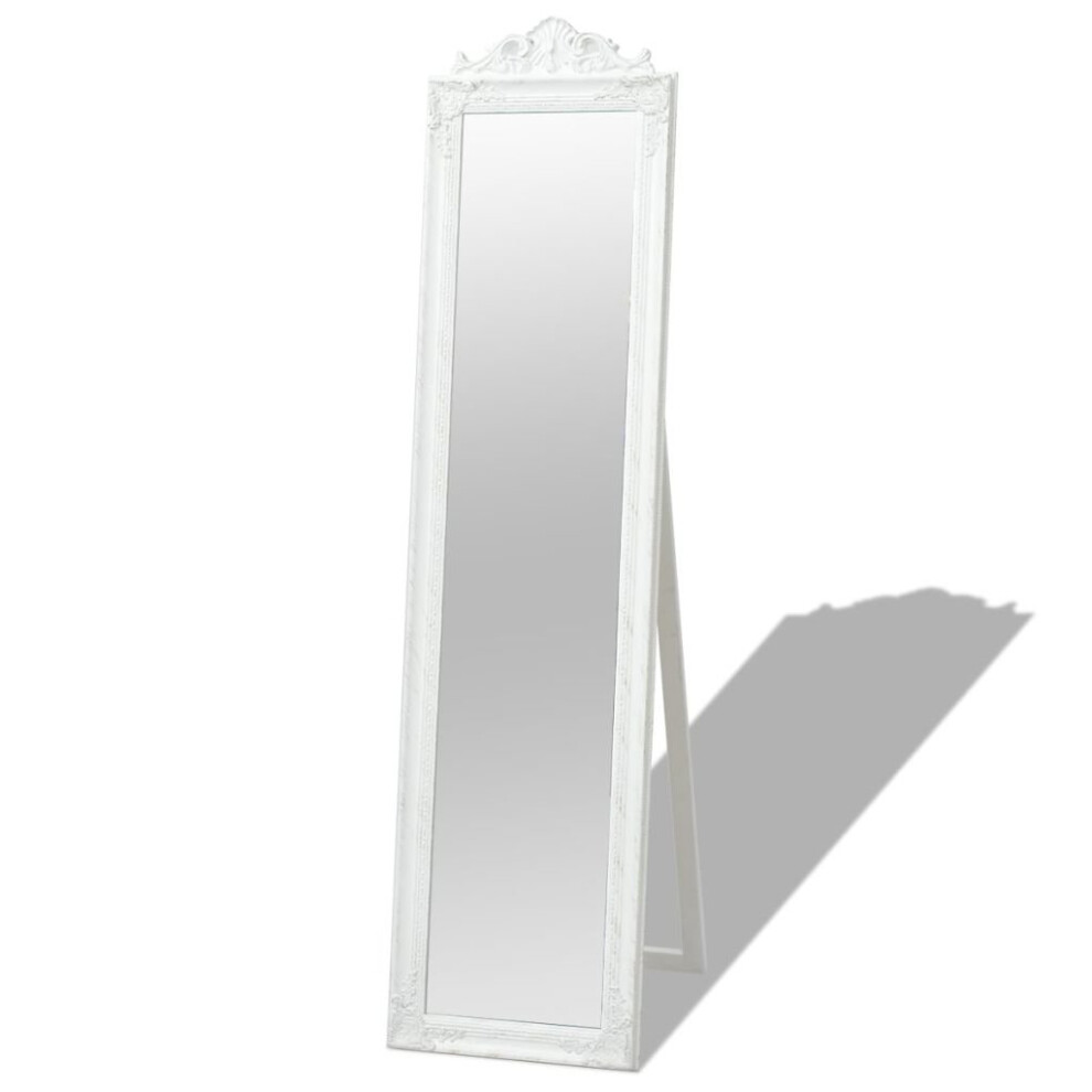 vidaXL Free-Standing Mirror Baroque Style 160x40 cm White Makeup Looking Glass