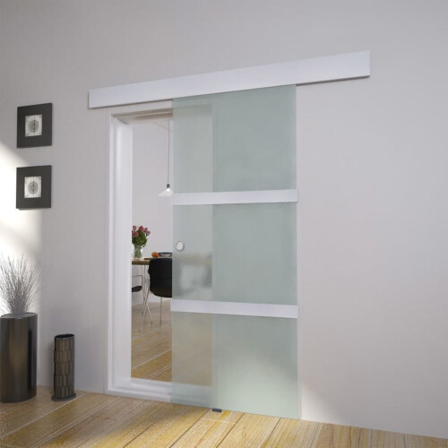 vidaXL Sliding Door Aluminium and Glass Track System Gate Home Room Furniture