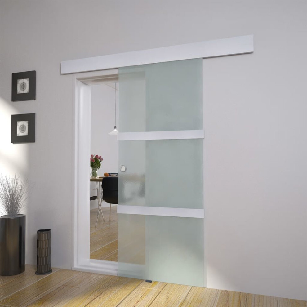 vidaXL Sliding Door Aluminium and Glass Track System Gate Home Room Furniture