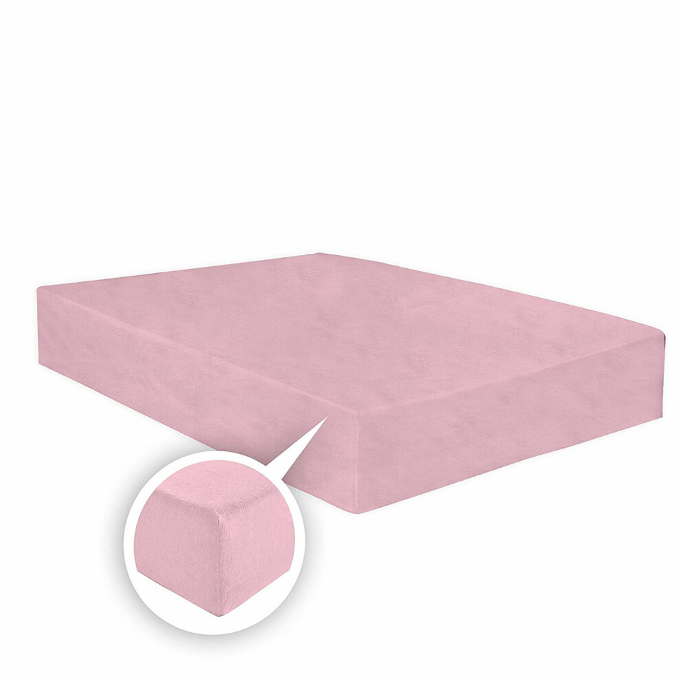 ( Pink, Double) Thermal Flannelette Fitted Sheet 25cm 100% Brushed Soft Cotton