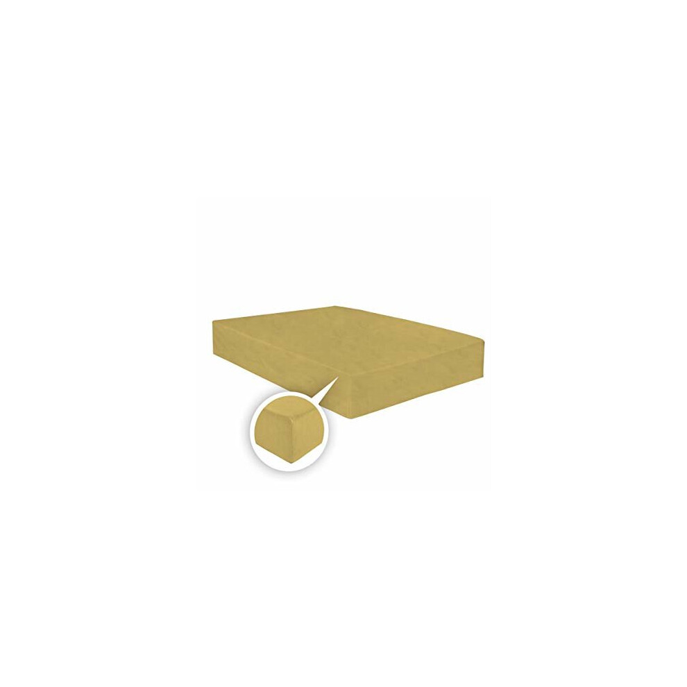 Arlinens ( Mustard, Super-King) Thermal Flannelette Fitted Sheet 25Cm 100% Brushed Soft Cotton Yellow