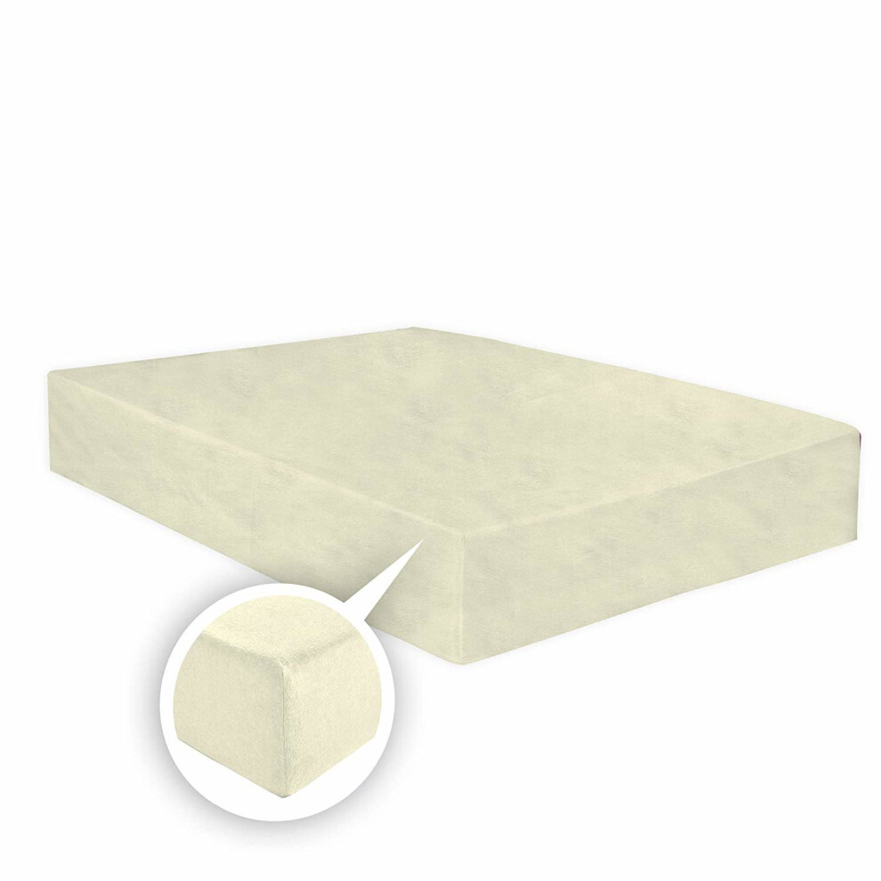 (Flannelette Fitted Bed Sheet (Cream Double)) Thermal Flannelette Fitted Sheet 25cm 100% Brushed Soft Cotton