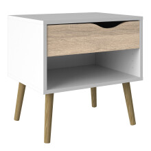 Bedside 1 Drawer in White and Oak