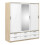 Wardrobe - 3 Doors 6 Drawers in Oak with White High Gloss 1