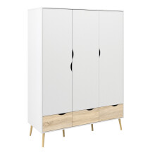Wardrobe - 3 Doors 3 Drawers in White and Oak