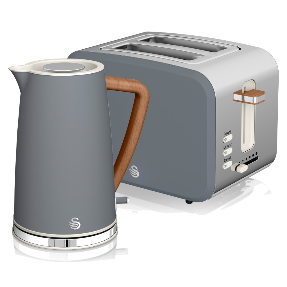 (Grey) Swan Nordic 1.7L Kettle & 2 Slice Toaster Set